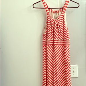 Red and off white striped Max Studio dress